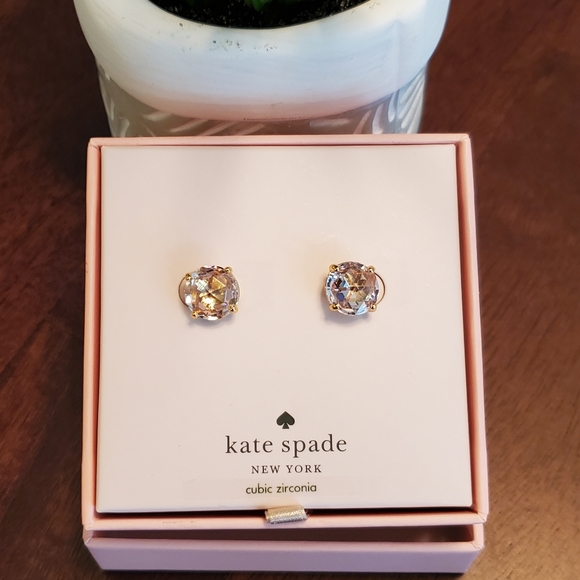 NIB Kate Spade Cubic Zirconia Bright Ideas Gold Stud Earrings - Picture 6 of 7